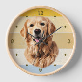 Golden Retriever Hund Retro Sunset Clock Uhr (Vorderseite)