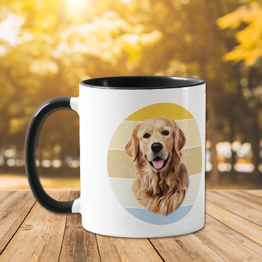 Golden Retriever Hund Retro Sunset Tasse