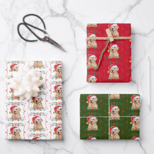 Golden Retriever Hund Santa Weihnachten Geschenkpapier Set