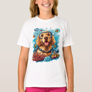 Golden Retriever Hund Schnorcheln am Korallenriff T-Shirt