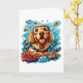 Golden Retriever Hund Schnorcheln Korallenriff Karte (Gelbe Blume)