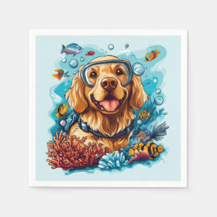 Golden Retriever Hund Schnorcheln Korallenriff Serviette