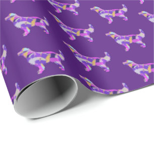 Golden Retriever Hund Silhouette Farbenfroh Lila Geschenkpapier