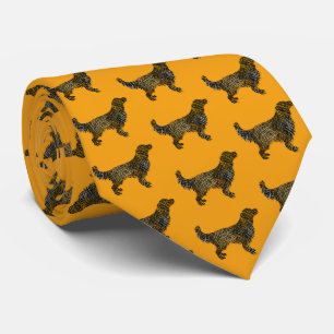 Golden Retriever Hund Silhouette Halloween Orange Krawatte