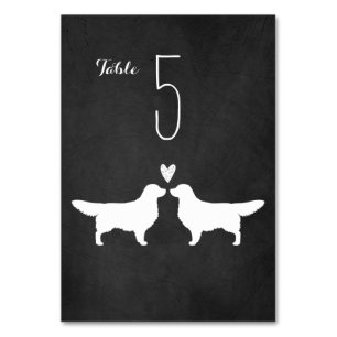 Golden Retriever-Hund Silhouetten Hochzeitsempfang Tischnummer