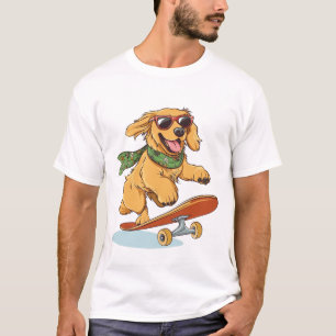 Golden Retriever Hund Skateboarding T-Shirt
