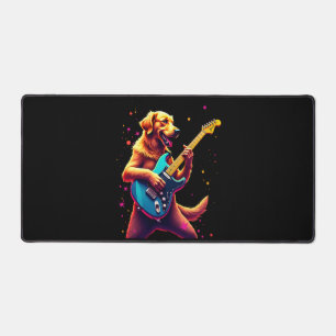 Golden Retriever Hund spielt E-Gitarre Rock Schreibtischunterlage