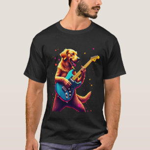 Golden Retriever Hund spielt E-Gitarre Rock T-Shirt