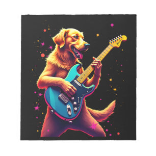 Golden Retriever Hund spielt elektrische Gitarre R Notizblock