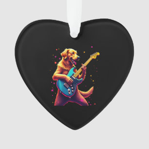 Golden Retriever Hund spielt elektrische Gitarre R Ornament