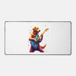 Golden Retriever Hund spielt elektrische Gitarre R Schreibtischunterlage