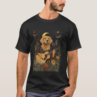 Golden Retriever Hund spielt Gitarre Cottagecore Ä T-Shirt