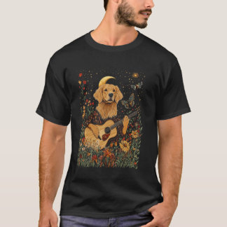 Golden Retriever Hund spielt Gitarre Cottagecore Ä T-Shirt