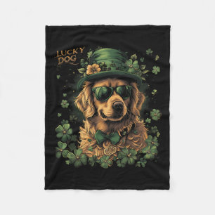 Golden Retriever Hund - St. Patrick's Day Saint Pa Fleecedecke