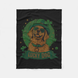 Golden Retriever Hund - St. Patrick's Day Saint Pa Fleecedecke