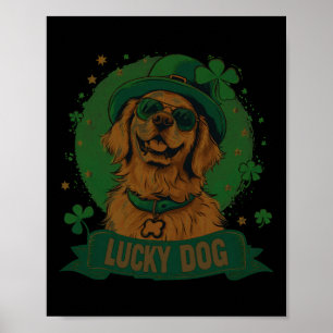 Golden Retriever Hund - St. Patrick's Day Saint Pa Poster
