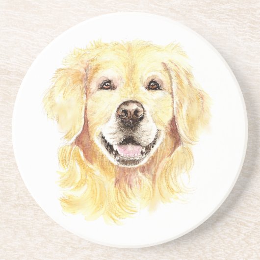 Golden Retriever Hund Tier Aquarell Getränkeuntersetzer (Vorne)