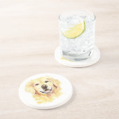 Golden Retriever Hund Tier Aquarell Getränkeuntersetzer (Seite)