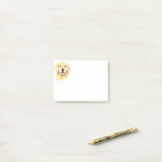 Golden Retriever Hund Tier Aquarell Post-it Klebezettel (Auf Schreibtisch)