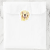 Golden Retriever Hund Tier Aquarell Runder Aufkleber (Tasche)