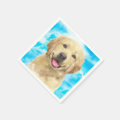 Golden Retriever Hund Tier Aquarell Serviette (Ecke)