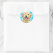 Golden Retriever Hund Tier Aquarellkleber Runder Aufkleber (Tasche)