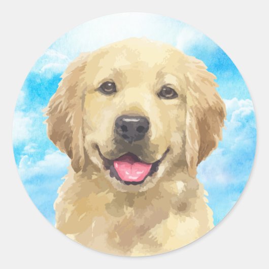 Golden Retriever Hund Tier Aquarellkleber Runder Aufkleber (Vorderseite)