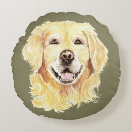 Golden Retriever Hund Tier Art Rundes Kissen