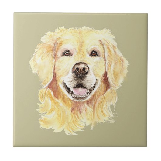 Golden Retriever Hund Tier Fliese (Vorderseite)