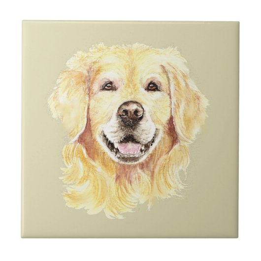 Golden Retriever Hund Tier Fliese (Vorderseite)