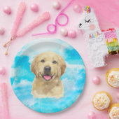 Golden Retriever Hund Tier Wasserfarbe Pappteller (Party)