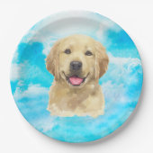 Golden Retriever Hund Tier Wasserfarbe Pappteller (Vorderseite)