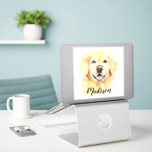 Golden Retriever Hund Tierischer Individuelle Name Aufkleber (Laptop auf Schreibtisch)