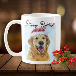 Golden Retriever Hund trägt Weihnachts-Weihnachtsm Kaffeetasse