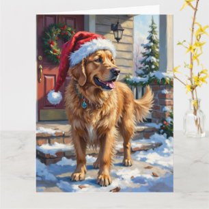 Golden Retriever Hund trägt Weihnachtsengel Karte