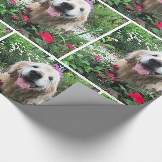 Golden Retriever Hund unter Blume Jedem Anlass Geschenkpapier (Ecke)
