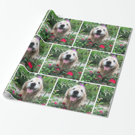 Golden Retriever Hund unter Blume Jedem Anlass Geschenkpapier
