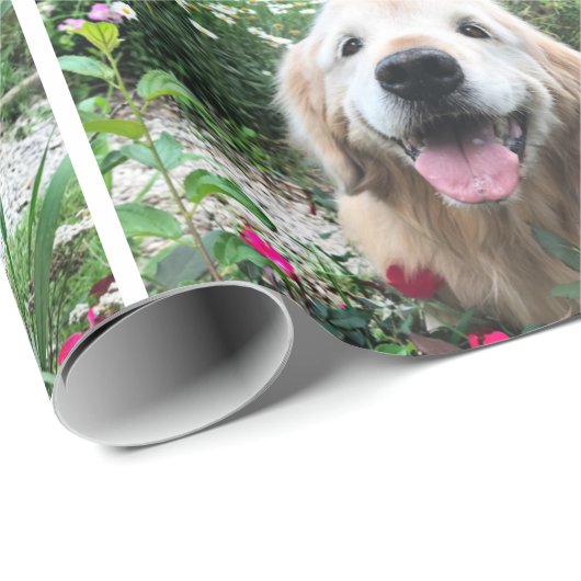 Golden Retriever Hund unter Blume Jedem Anlass Geschenkpapier (Rolleneckpunkt)