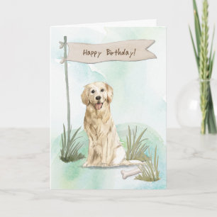 Golden Retriever Hund unter Geburtstag Karte