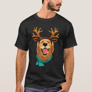Golden Retriever Hund Weihnachten Rentiere Geweih  T-Shirt