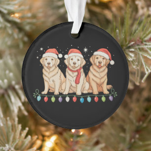 Golden Retriever Hund Weihnachten Santa Xmas Licht Ornament