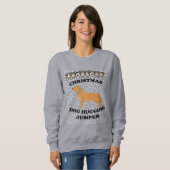 Golden Retriever Hund Weihnachts-Hund umarmt Sweatshirt (Vorne ganz)