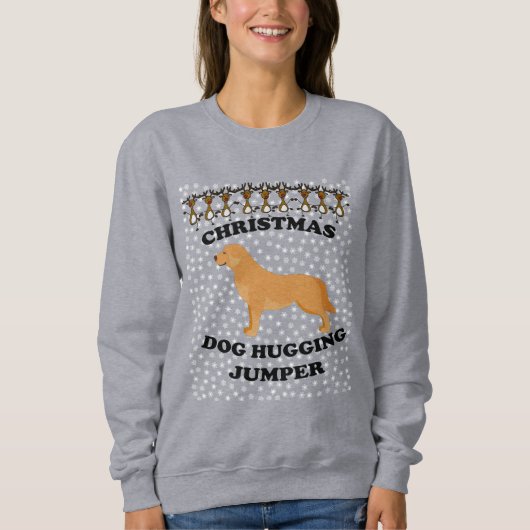 Golden Retriever Hund Weihnachts-Hund umarmt Sweatshirt (Vorderseite)