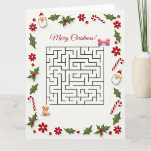 Golden Retriever Hund Weihnachts-Labyrinth-Puzzle  Karte