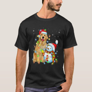 Golden Retriever Hund Weihnachts Schneemann Xmas L T-Shirt