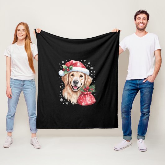 Golden Retriever Hund Weihnachts-Weihnachtsfeier Fleecedecke (Beispiel)