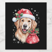 Golden Retriever Hund Weihnachts-Weihnachtsfeier Weinetikett (Einzelnes Label)