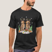 Golden Retriever Hund Weihnachtsbaum Lichter Weihn T-Shirt (Vorderseite)