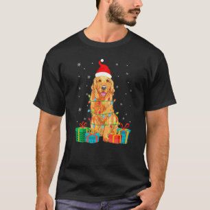 Golden Retriever Hund Weihnachtsbaum Lichter Welpe T-Shirt