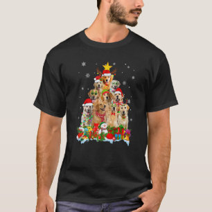 Golden Retriever Hund Weihnachtsbaum Lichter Xmas T-Shirt